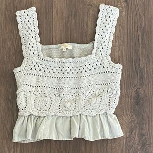 Crochet Lace Gray Crop Top